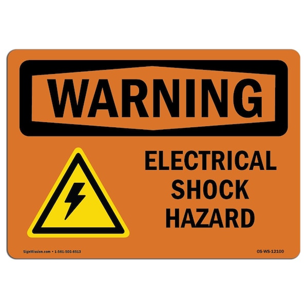 Safety Sign, OSHA WARNING, 3.5" Height, 5" Width, Electrical Shock Hazard, Landscape, 10PK